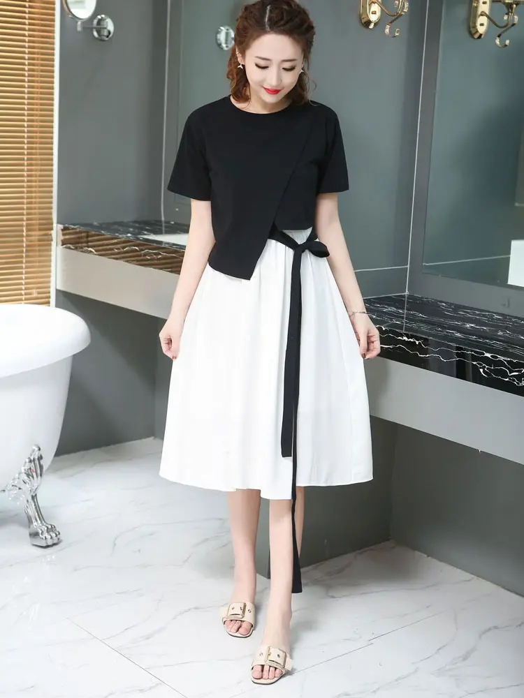 Женские комплекты из 2 предметов асимметричная хлопковая Футболка оверсайз +