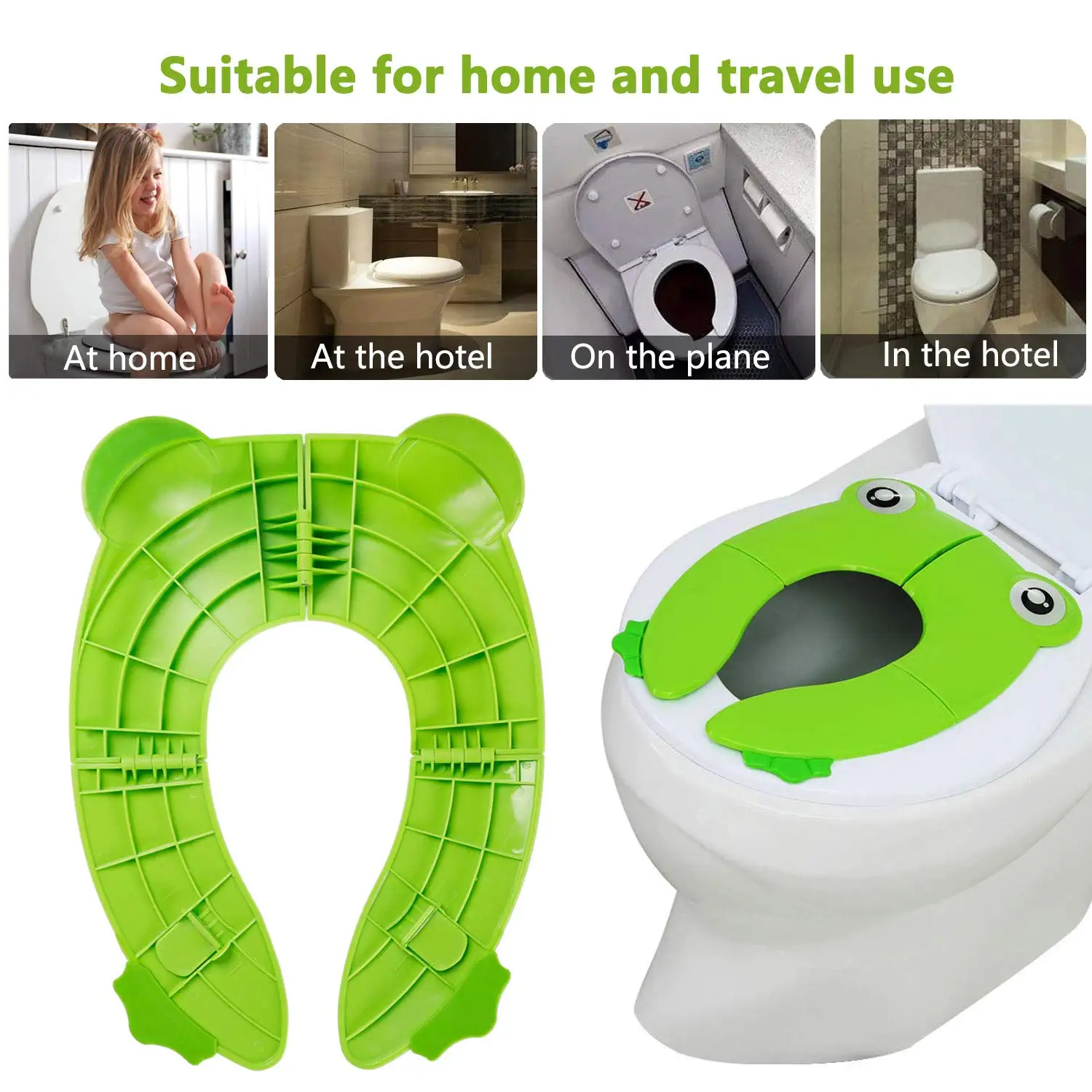 Travel Portable Folding Potty Training Toilet Seat Cover, Non Slip Silicone Pads, Suitable for Kids Baby Boys and Girls