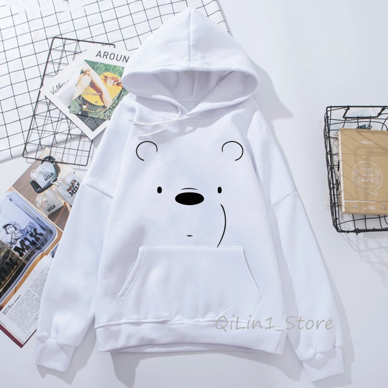 Забавная толстовка с медведем для мужчин wo men harajuku kawaii graphic sweat femme зима осень Sudadera mujer tumblr одежда унисекс - Цвет: 42406M