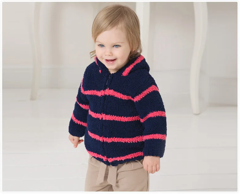 BOSBOOS/зимняя теплая флисовая куртка с капюшоном в разноцветную полоску для