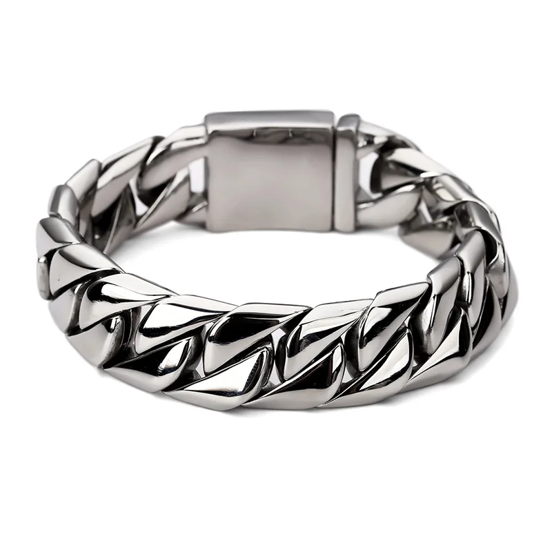 Мужские ювелирные изделия, титановая сталь, мужской кубинский браслет-цепочка, браслеты 20 см, серебряный браслет, модный панк подарок