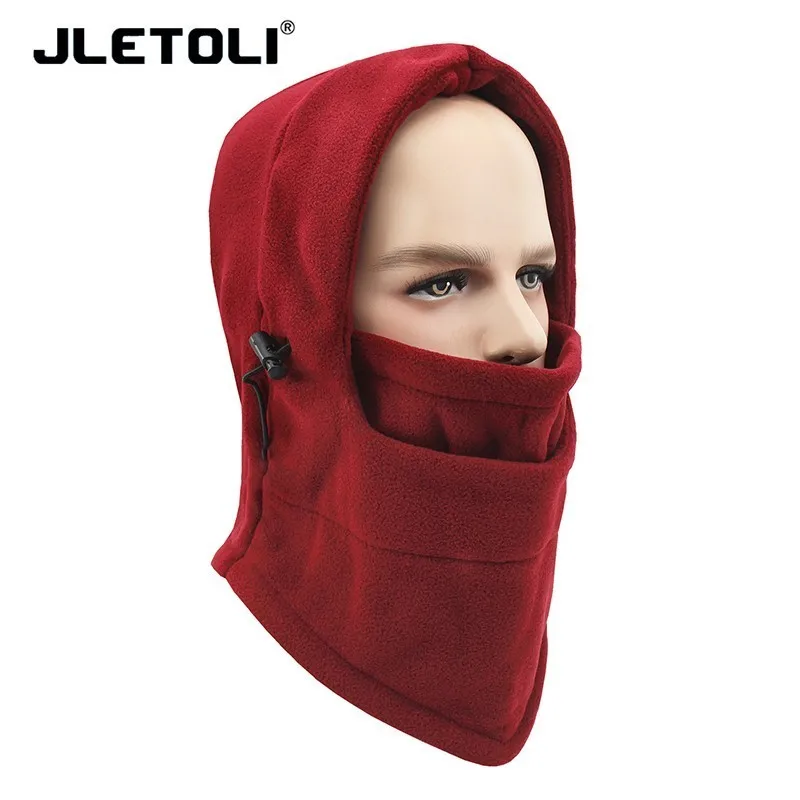 JLETOLI Открытый Осень Зима ветрозащитный флис теплый Facemask лыжный головной убор с капюшоном шапка Велоспорт езда обучение маска - Цвет: winred