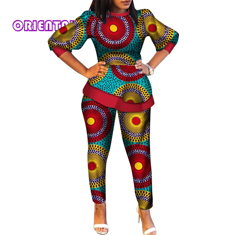 Комплект из 2 предметов Осенний топ с длинными рукавами и штаны в африканском