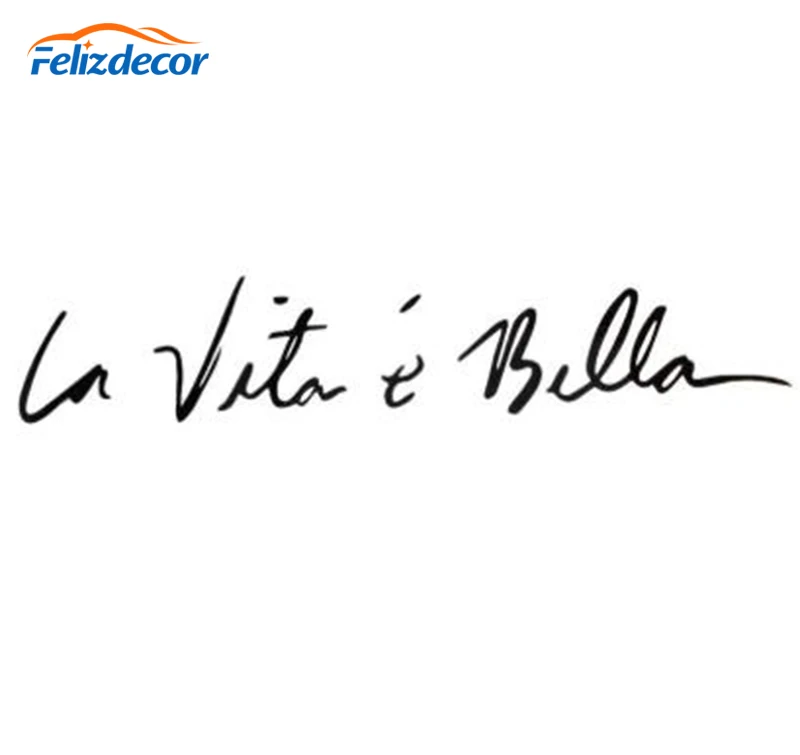 Black/Silver Life is Beautiful LA VITA E BELLA Words Funny Window Trunk Car Sticker Accessories C452 - Image 2