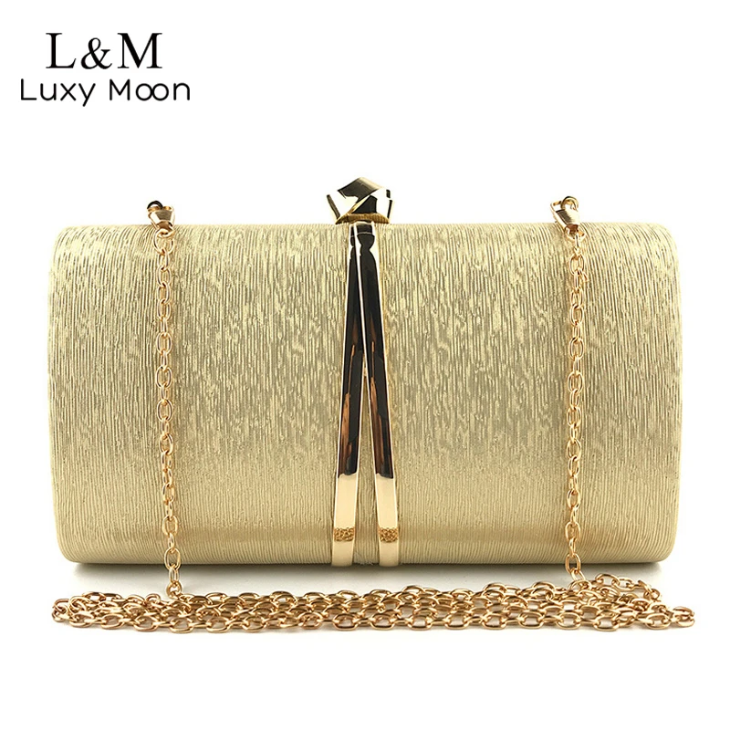 Bolso de mano con cadena para mujer, cartera de mano de cuero sintético, color negro y dorado, para boda vestido de noche, X858H| | - AliExpress