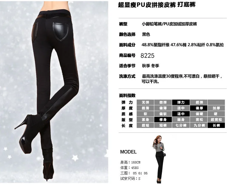 Лидер продаж, женские брюки-карандаш из искусственной кожи с отстрочкой и бархатными пуговицами, E511 8225