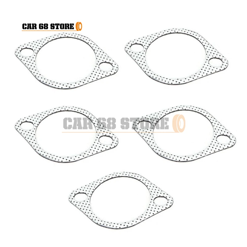 Car Exhaust Flange Gasket 5Pcs/Set 3 Inch Ceramic Exhaust Pipe Metal Gasket With Reinforced Ring 3in 76mm Downpipe Auto Parts