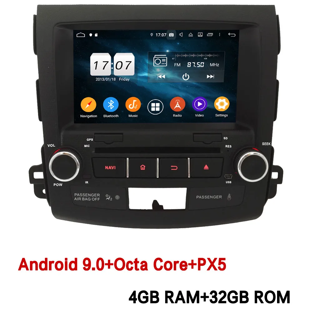 Klyde ips 4G wifi Android 9 Восьмиядерный 4 Гб ОЗУ 64 Гб ПЗУ DSP автомобильный DVD мультимедийный плеер радио для Mitsubishi Outlander XL 2005 - Цвет: 4GB RAM x 32GB ROM