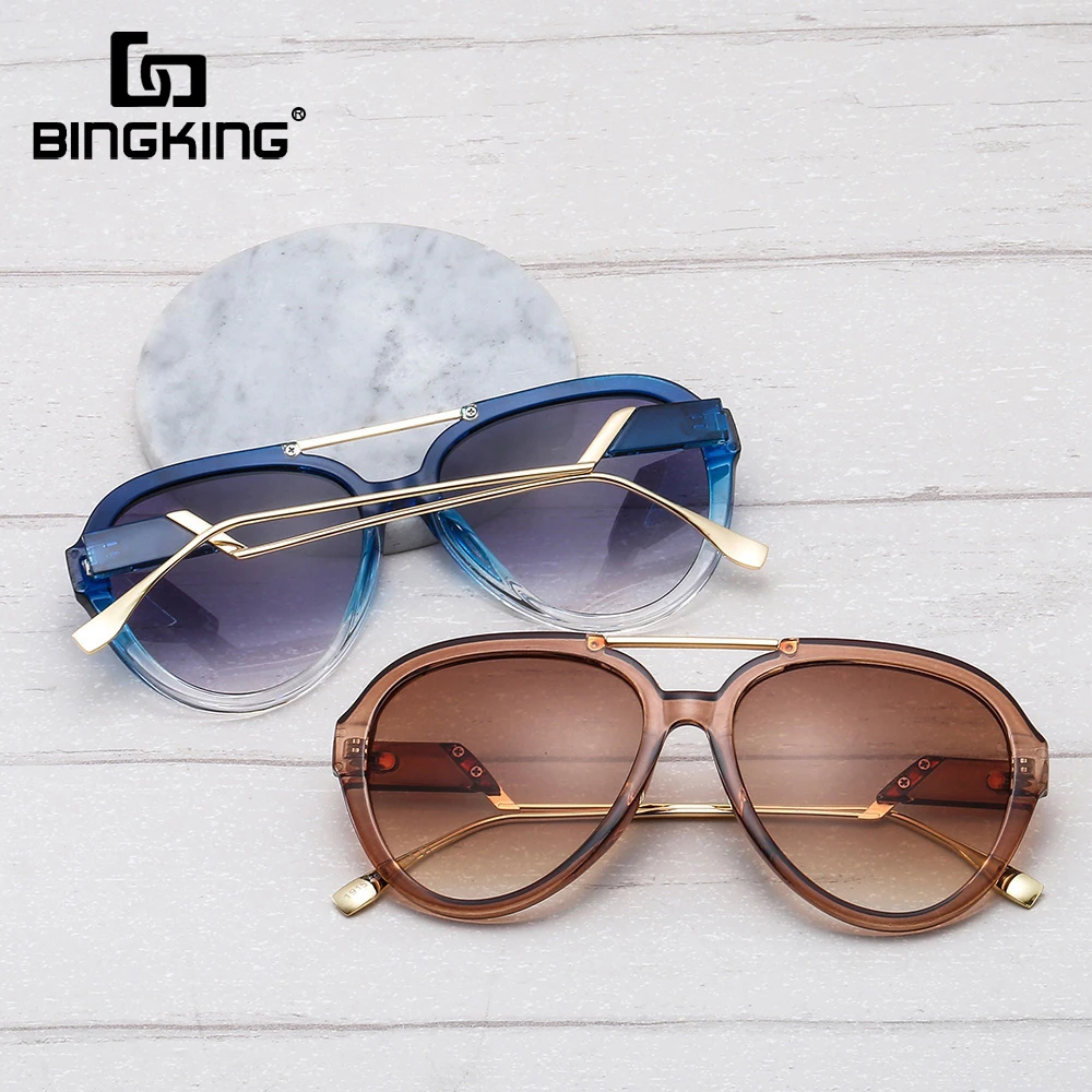 

BINGKING Woman Brand Vintage Sunglasses Women Round Fashion Luxury Designer Shades For Ladies UV400 Protection