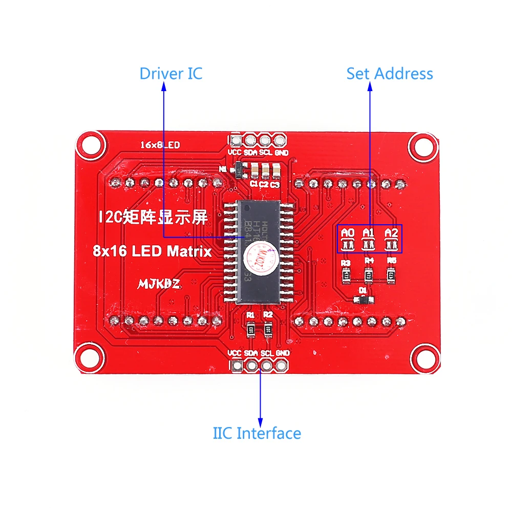 СВЕТОДИОДНЫЙ матричный модуль дисплея с решетчатым экраном DC 3,3 V 5V HT16K33 драйвер 16*8 совместимый с каскадом 16x8 IIC интерфейс