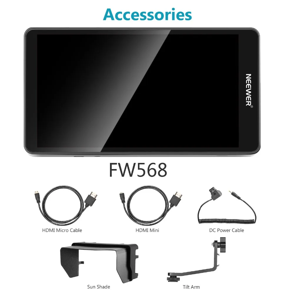 Neewer FW568 5,5 дюймовый полевой монитор камеры с 4K HDMI 8,4 V DC входным выходом видео Peaking Focus Assist с поворотным рычагом