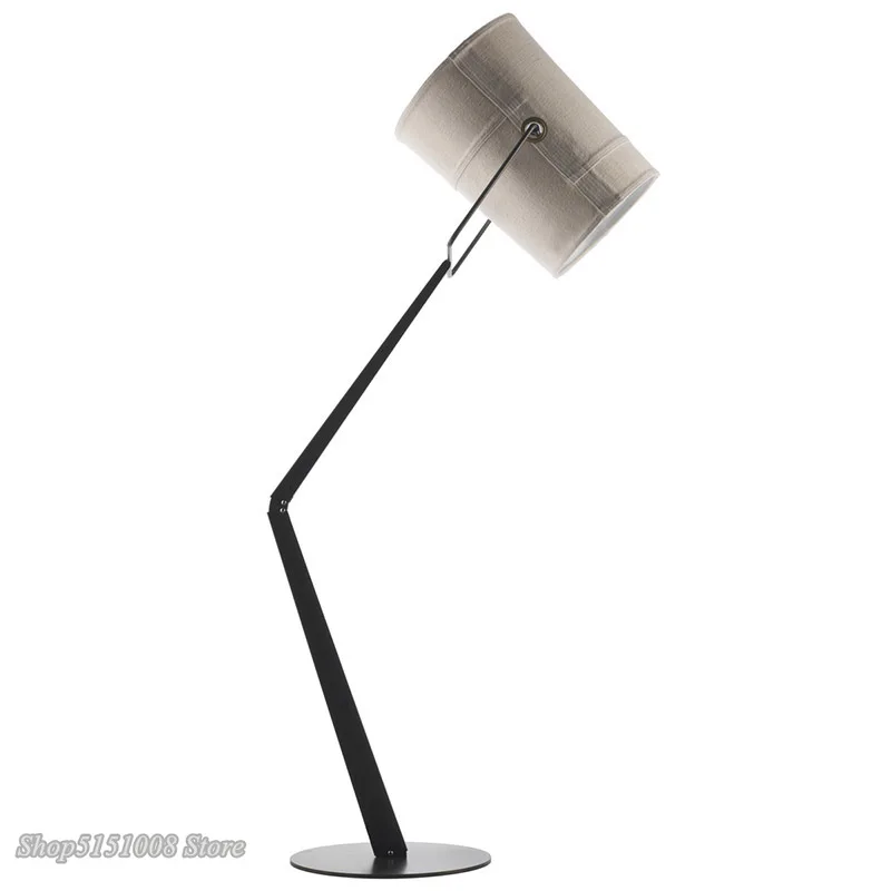 Italian Design Fork Led Floor Lamp Linen Lampshade Modern Art Decor Adjustable Metal Standing Light Bedroom Study Ligh luminaire