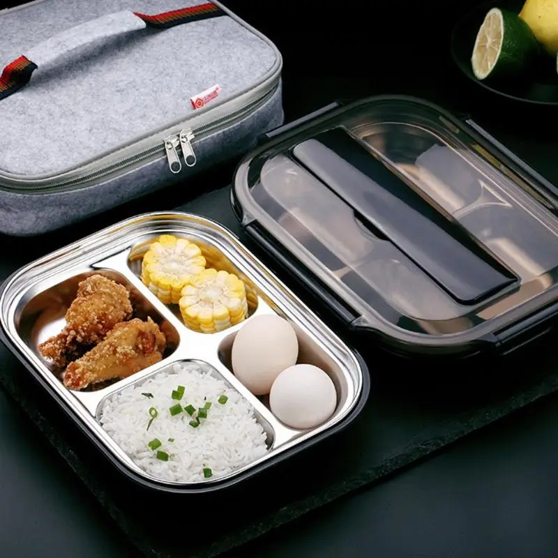 

Stainless Steel Lunch Box Japanese Style Compartment Bento Box Set Adult Children Picnic Office School Food Container