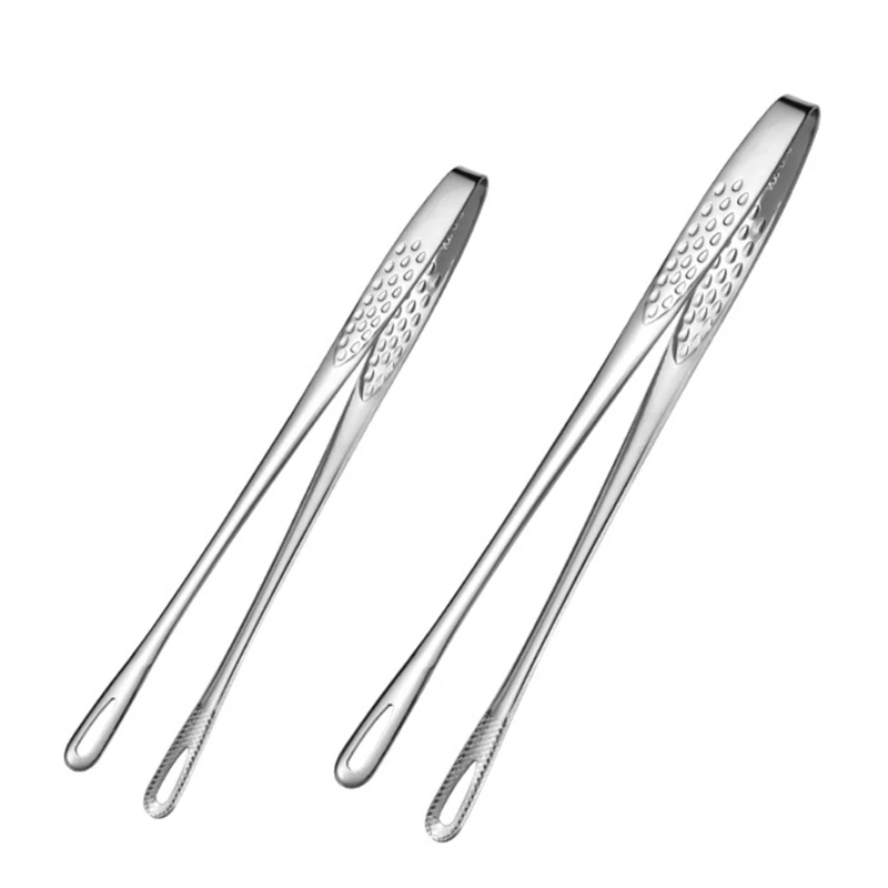 Stainless Steel Barbecue Clamp Tongs Extra Long Tweezer Food Kitchen Serving Bread Clip Pastry for Cooking Fried |