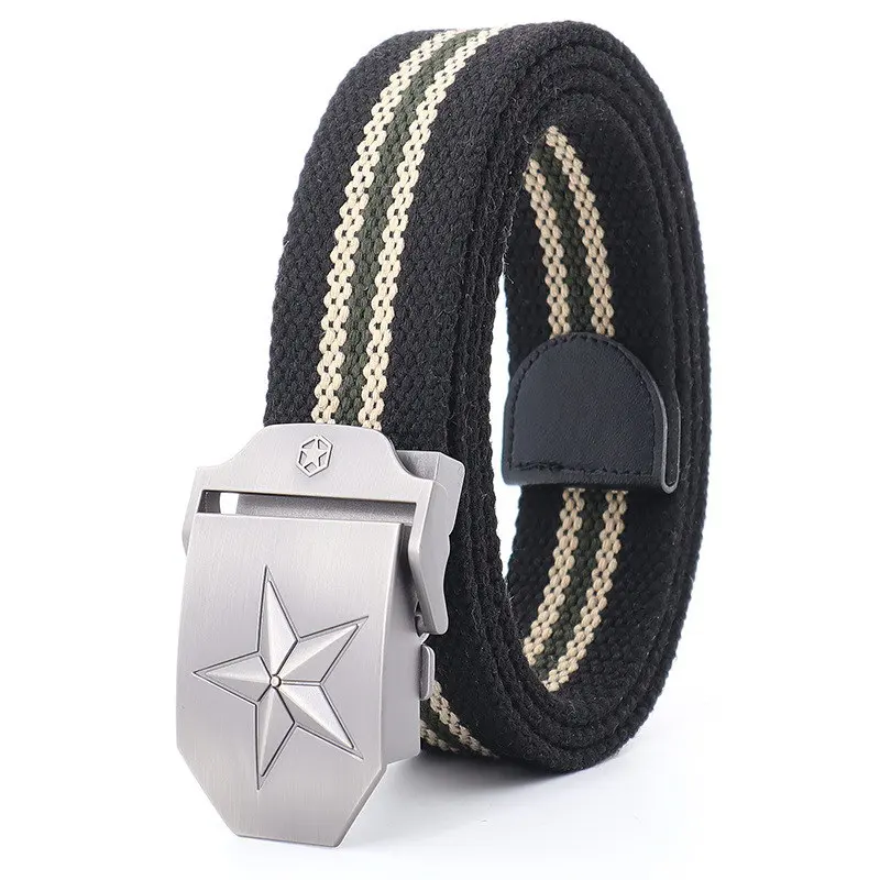 

Mens Metel Slide Buckle Waist Belts Breathable Canvas Army Military Russia Design Star Fashion Women Jeans Accessories Color