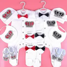 0-6 mois body bébé fille vêtements ensemble strass couronne barboteuse ropa bebe verano nouveau-né bébé combinaison pyjamas tenue cadeau 2020(China)