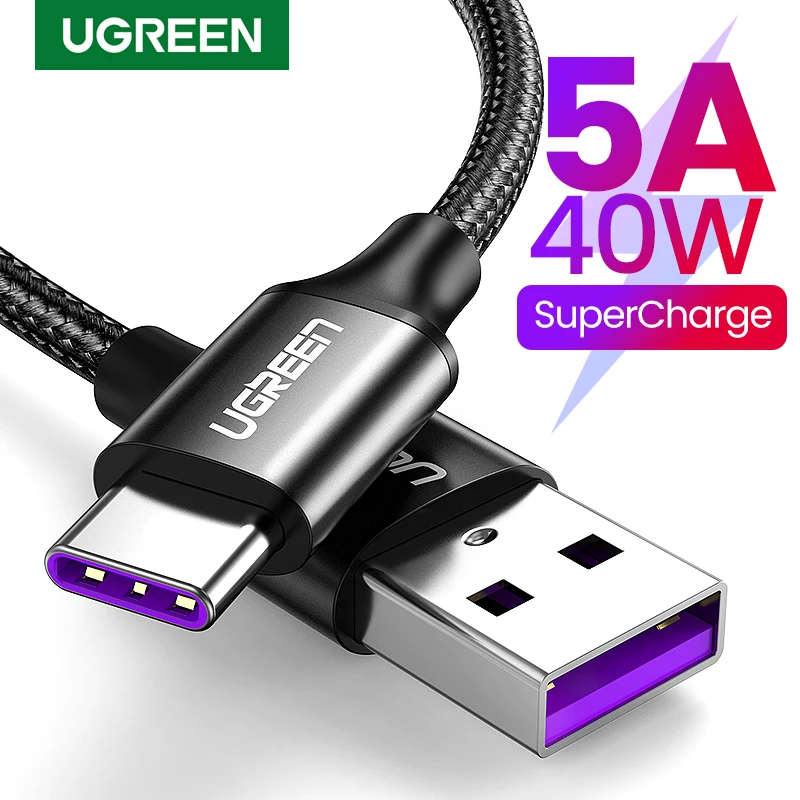 Ugreen 5A USB Type C Cable for Huawei P40 Pro Mate 30 P30 Pro Supercharge 40W Fast Charging USB-C Charger Cable for Phone Cord