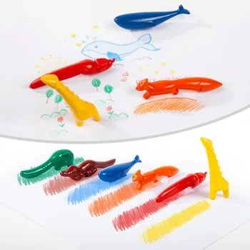 

6Pcs Animal Shaped Crayon Educational Wax Pencil 6 Colors Painting Brushes Colorful