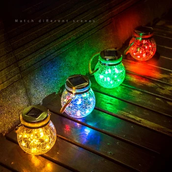 

Garden Outdoor Decorative Led Hanging Fairy Copper Multi Colored Weatherproof Solar Batteries Crack Glass Courtyard Ball Lights