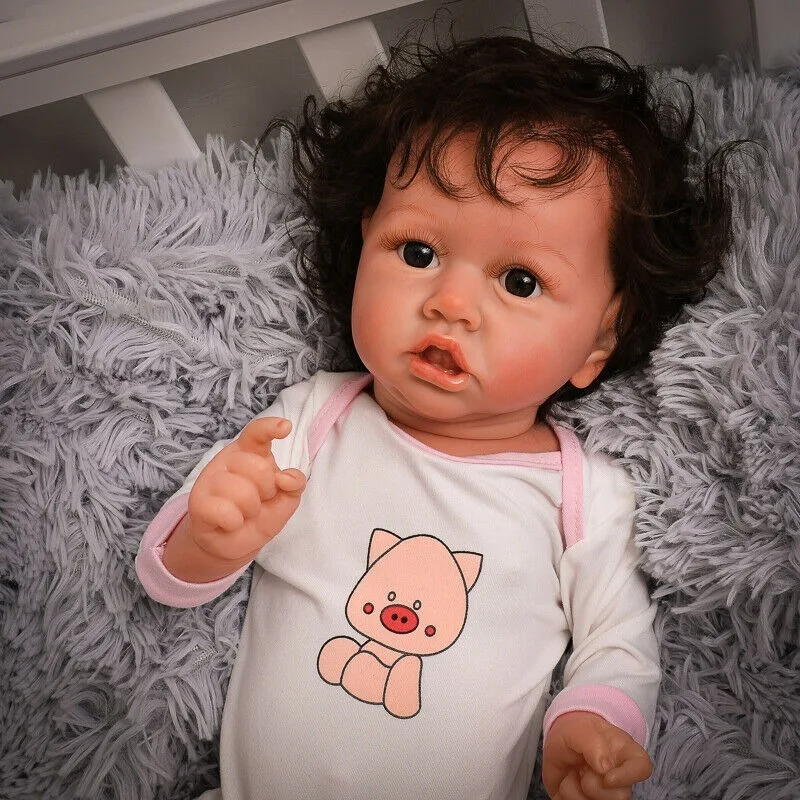 22" Handmade Baby Girl Vinyl Silicone Reborn Doll Real Newborn Baby Dolls Gift 