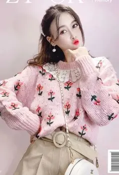 

New Arrival 2019 Women Chrismas Sweaters With Hap Three Colors Winter Cute Sweater O Neck Womens Ladies Clothing