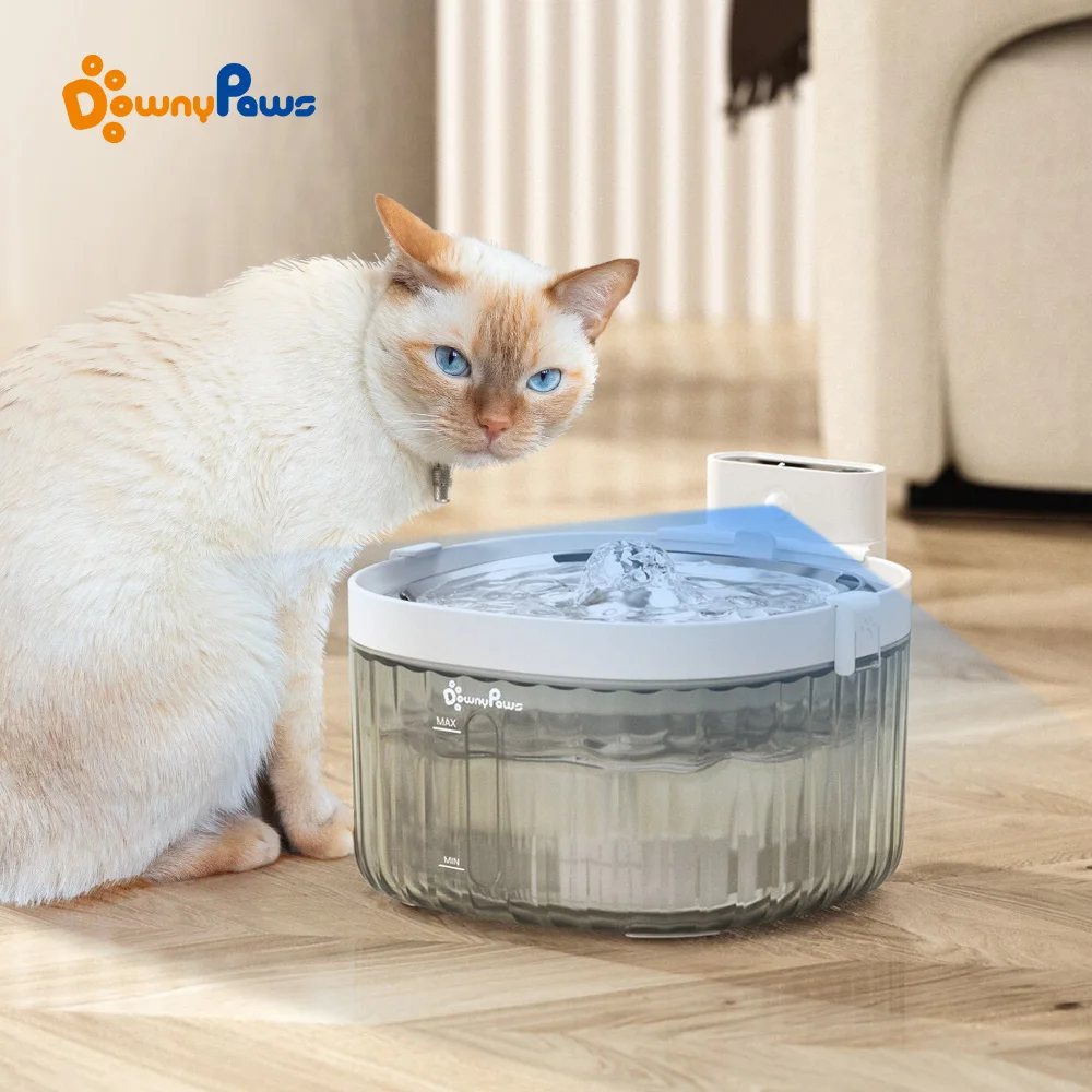 DownyPaws bezprzewodowa fontanna dla kotów czujnik ruchu dozownik dla psa filtr automatyczne poidło karmnik dla zwierząt ze stali nierdzewnej 1 DownyPaws bezprzewodowa fontanna dla kotów czujnik ruchu dozownik dla psa filtr automatyczne poidło karmnik dla zwierząt ze stali nierdzewnej 1