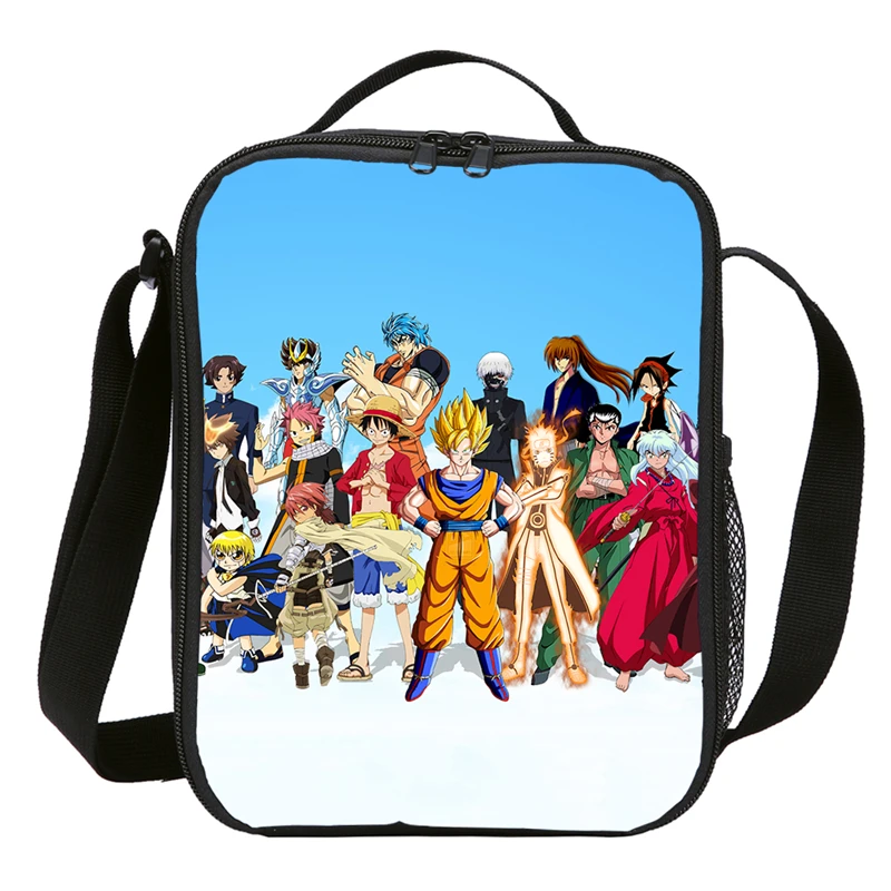 Cartoon Inuyasha Lunch Bags Thermal Insulated Lunch Box Crossbody Bento Small Pocket Keep Warm Food Storage Container Cooler Bag