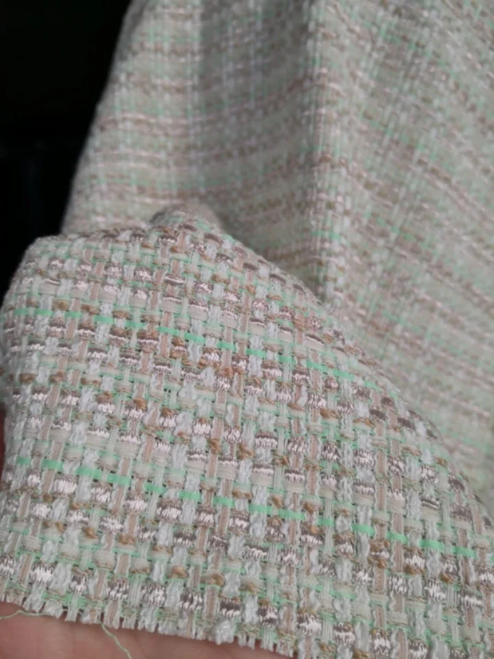 Зеленая клетчатая тканевая твидовая Ткань 5" Ширина