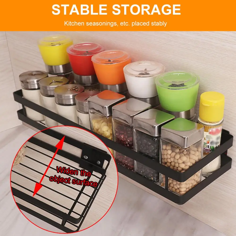 

Multifunctional Wall Mount Spice Bottle Racks Stainless Steel Thickened Floating Shelves Space Saving Home Gadgets Cooking tool