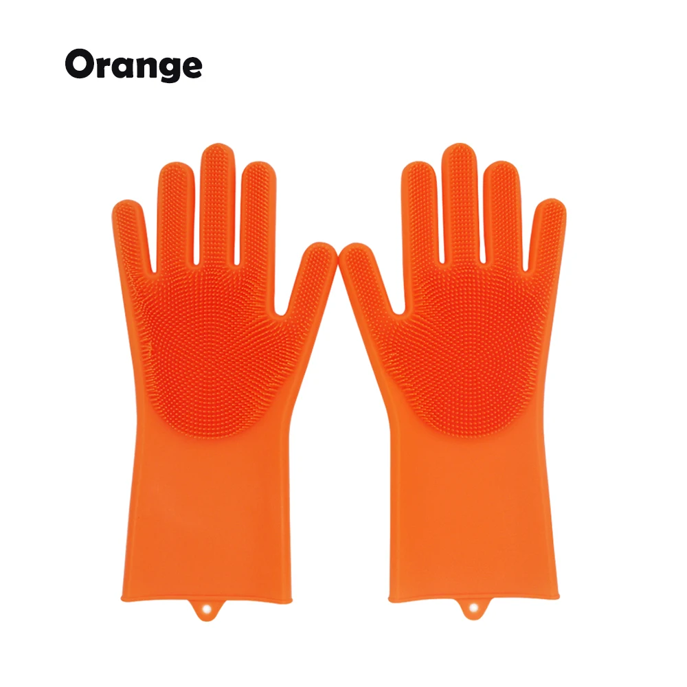 Familysky 1 пара силиконовых перчаток для мытья посуды резиновые перчатки для уборки бытовые инструменты для уборки перчатки для причесывания для домашних животных автомобиля - Цвет: orange