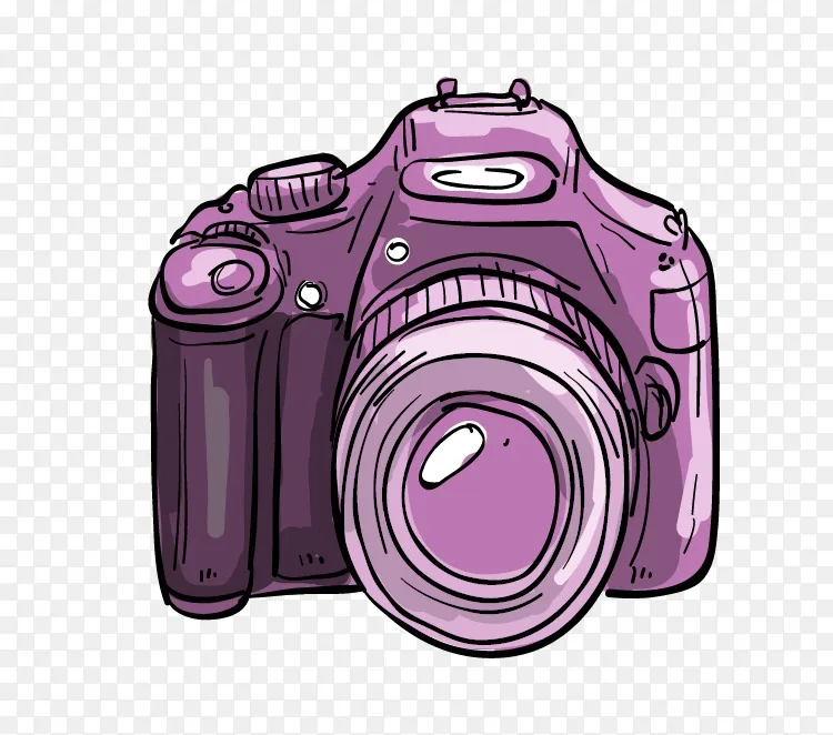 数码相机单镜头反射式照相机卡通绘图卡通手绘紫色单反相机png图片素材免费下载 图片编号 Png素材网