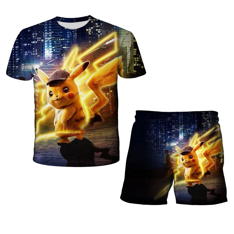 2022 New Children Sets Summer 3D Cartoon Suits Cute girl T Shirt Boys Girls Top + shorts 2pcs Sets Children Fashion Sets 4-14 Y