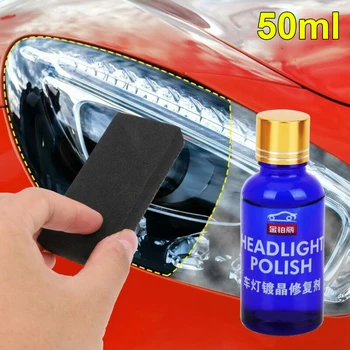 

Blue Headlight Polish Waxes Care Repair Supplies Accessory 50ml Lamp With Sponge applicator