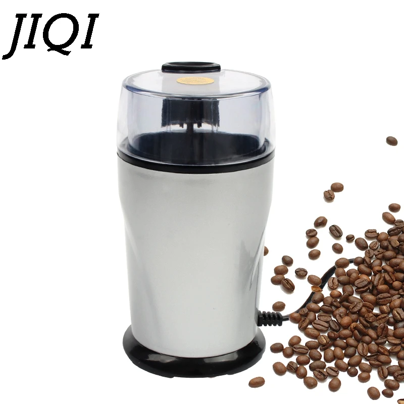 JIQI Electric Coffee Grinder Mill Herbs Nuts Cafe Coffee Bean Grinding Machine Powder Crusher Stainless steel Burr Blade EU Plug JIQI Electric Coffee Grinder Mill Herbs Nuts Cafe Coffee Bean Grinding Machine Powder Crusher Stainless steel Burr Blade EU Plug