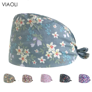 

VIAOLI Surgical Scrub Caps Medical Printed Adjustable Cotton Dental Surgeon Caps Hats Surgical Clinical Doctor Scrub Caps Unisex