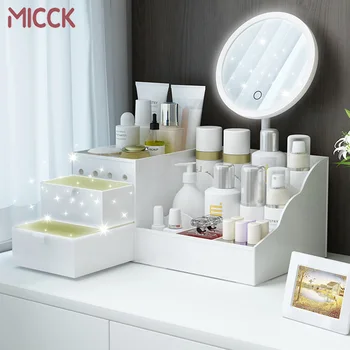 

MICCK Large Capacity Make up Organizer Drawer Makeup Storage Box Skin Care Dressing Table Girl Nail Polish Cosmetic Beauty Case