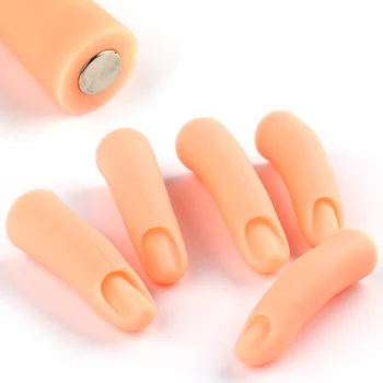 

5pcs Fake Fingers With Magnet Nail Art Adjustable Practice Training Hand Model False Nail Display Tips Manicure Tools NT1782