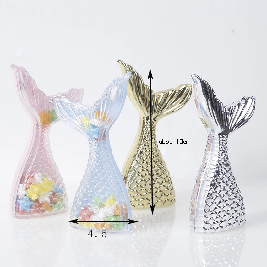 12PCS/Set Mermaid Tail Shape Candy Storage Box Plastic Wedding Candies Container for Kids Baby Shower Party Decoration | Дом и сад