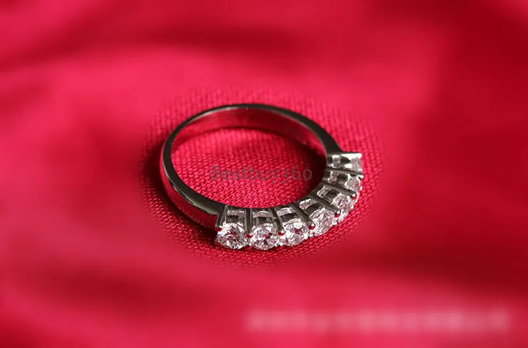 0.7ct кольцо с бриллиантом из стерлингового серебра 925 пробы, женское стильное большое Ювелирное кольцо с 7 бриллиантами, размер браслета, настраиваемый(JSA