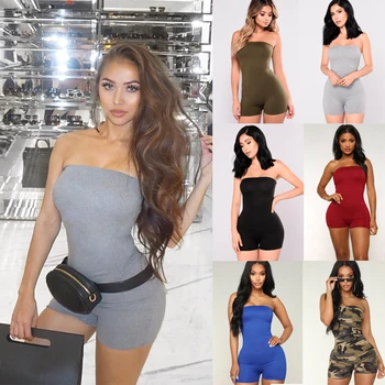 

Women Slim-fit Sexy Playsuit Lady Girls Strapless Bandeau Holiday Mini Playsuits Summer Shorts Jumpsuit