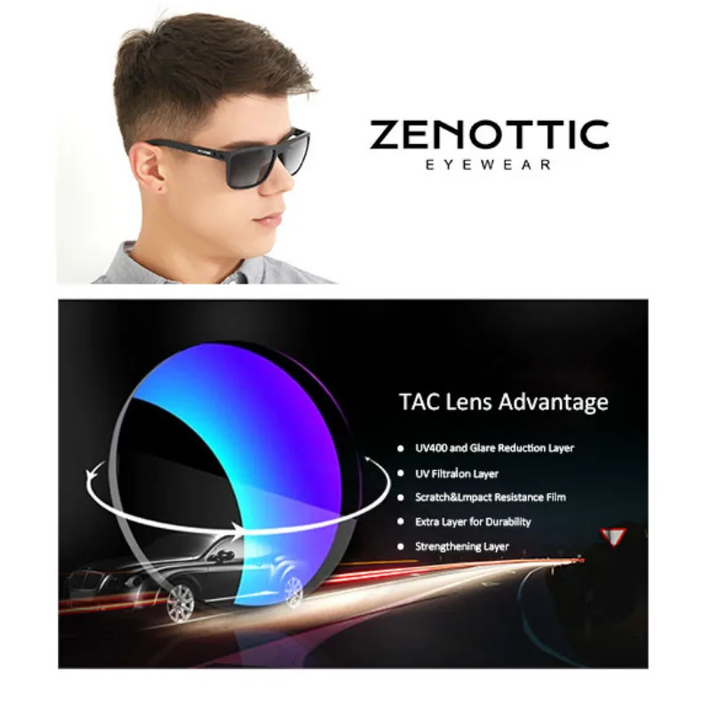 Солнцезащитные очки ZENOTTIC Мужские квадратные поляризационные зеркальные