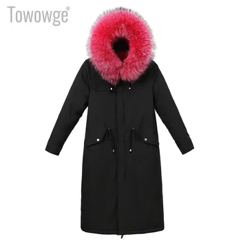 

Towowge Winter New Fashion Trend Coat Thicken Plush Keep Warm Coat Long Women's Cold Protection Coat Women's Clothing 2019