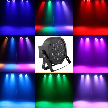 

LED Par 18x0.5w RGB Stage Light DMX512 led flat par can disco lighting for DJ Wedding Party Decoration projector