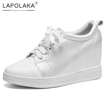 

Lapolaka 2020 Hot Sale Genuine Cow Leather Lace Up Shoes Woman Pumps Female Increased Internal Spring Pumps Women Shoes