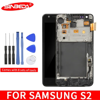 

4.3"Super AMOLED For SAMSUNG Galaxy S2 LCD Display Touch Screen with Frame Digitizer i9100 For SAMSUNG S2 Display