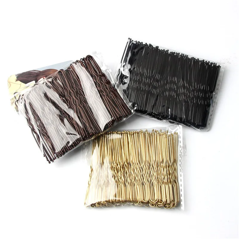 50/100PCS Women 6CM Hair waved U-shaped Bobby pin Barrette Salon Grip clip Hairpins Black Metal Hair accessories For Bun Gift