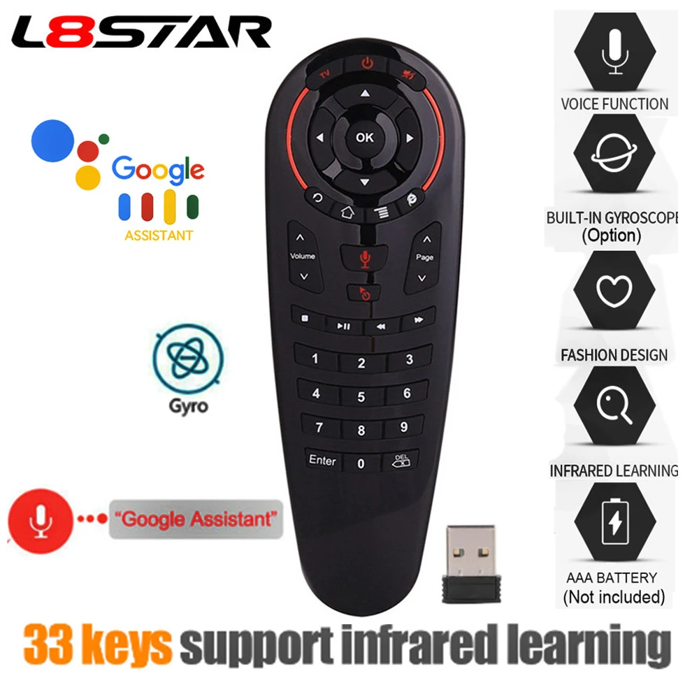Беспроводная аэромышь L8star G30S с голосовым управлением Google 33 клавиши ИК обучение