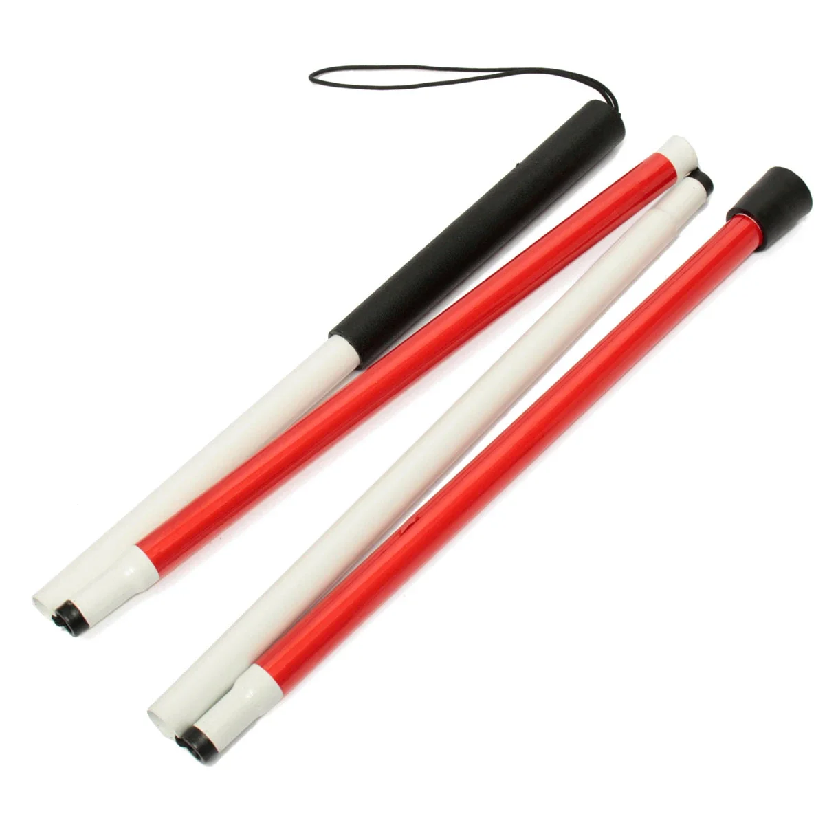 IPRee<ALIMT >®</ALIMT> 46inch 4 Sections Folding Blind Guide Cane Aluminum Walking Climbing Sticks Wrist Strap Reflector