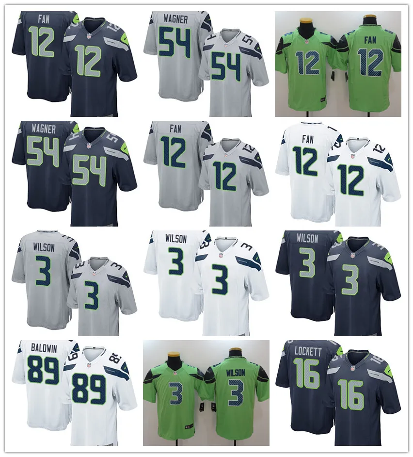 Мужские футбольные майки Seattle Shaquem Griffin Russell Wilson Bobby Wagner Doug Baldwin