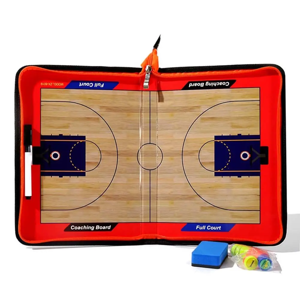 

Basketball Board Tactical Portable Trainning Assisitant Equipments Zippered Leather Grain Magnetic Basketball Tactical Board
